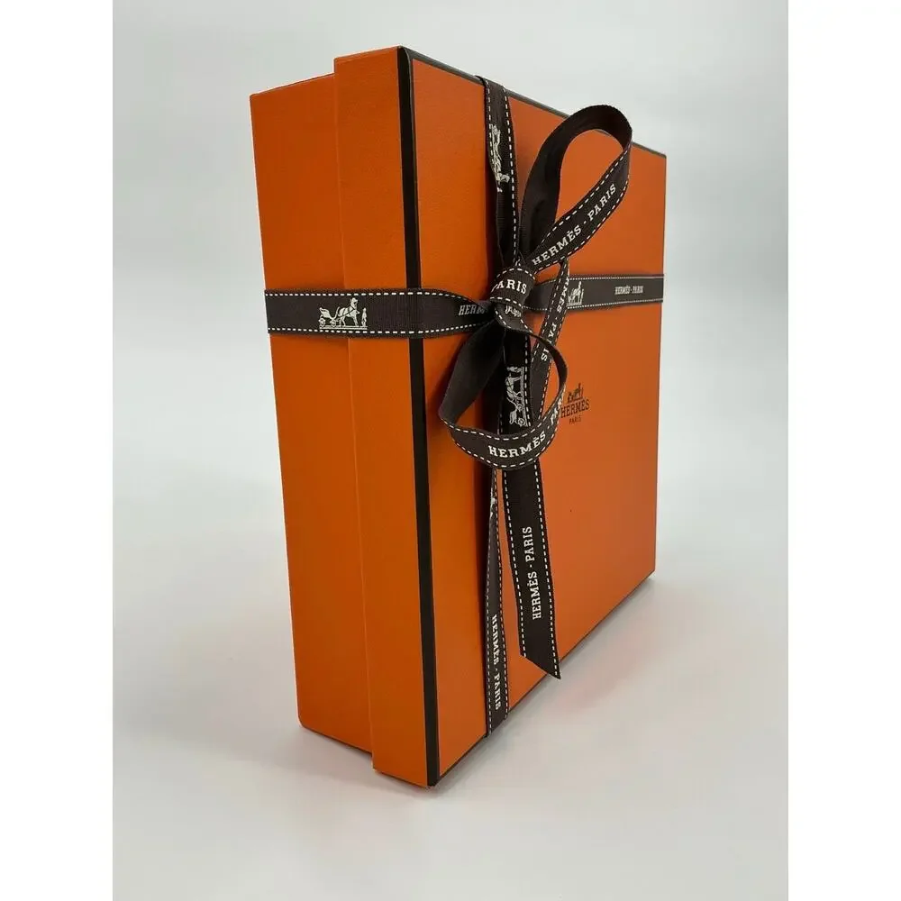 Hermès Paris Orange Square Gift Box 9.25in Ribbon Tissue EMPTY BOX ONLY